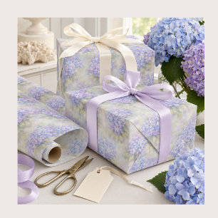 Hydrangea Floral Gift Wrap Elegant Blue & Lilac