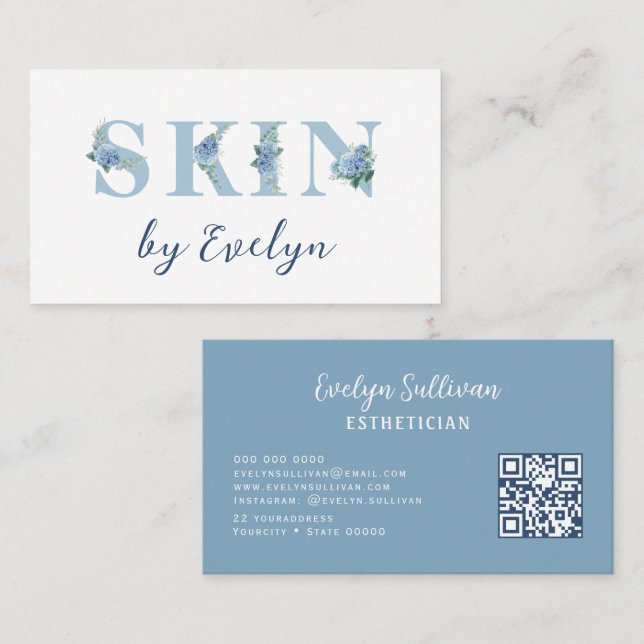 Hydrangea Floral Letters Skin Business Card (Front/Back)
