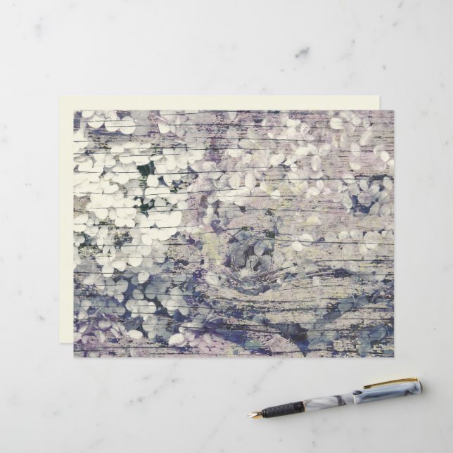 Hydrangea Floral Old Style Vintage Country Wood (Front/Back In Situ)