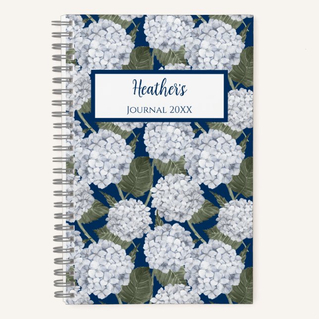 Hydrangea Floral Personalized Journal Notebook (Front)