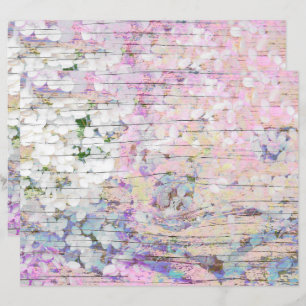 Hydrangea Floral Pink Country Vintage Wood