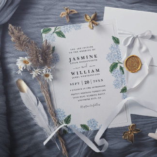Hydrangea Floral Rustic Elegant Modern Wedding Invitation