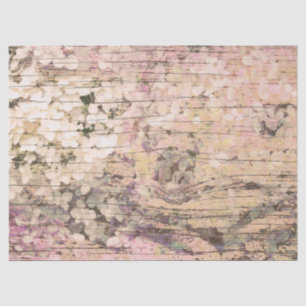 Hydrangea Floral Sepia Tan Country Vintage Wood Tissue Paper