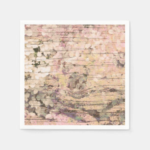 Hydrangea Floral Sepia Tan Farmhouse Vintage Wood Napkin