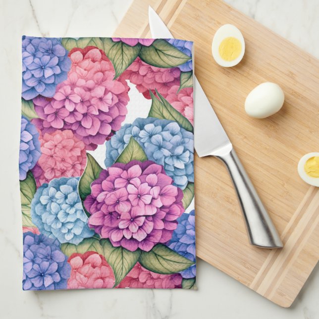 Hydrangea Floral Tea Towel (Quarter Fold)