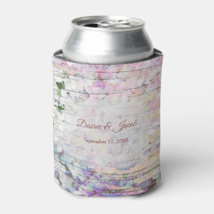 Hydrangea Floral Vintage Pink Country Wood Can Cooler