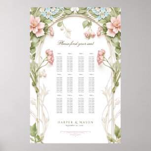 Hydrangea Floral Wedding Seating Chart