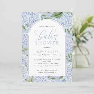 Hydrangea Flower Arch Blue Baby Shower Invitation