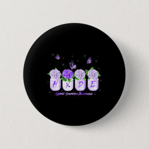 Hydrangea Flower Butterfly Opioid Overdose Awarene 6 Cm Round Badge