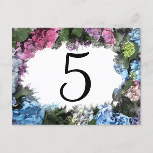 Hydrangea Flower Frame Table Numbers Postcard