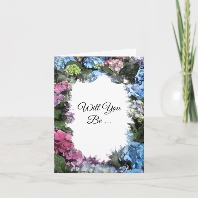 Hydrangea Flower Frame Will You Be My Bridesmaid Invitation (Front)