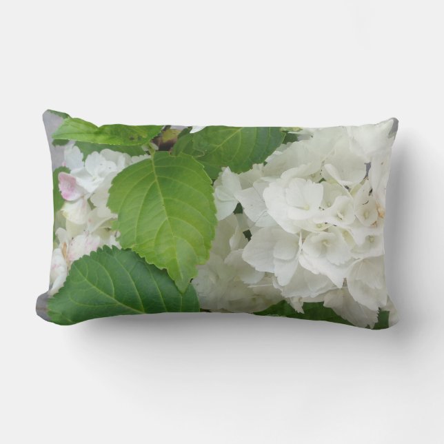 Hydrangea Flower Green White Nature Garden Plants Lumbar Cushion (Front)