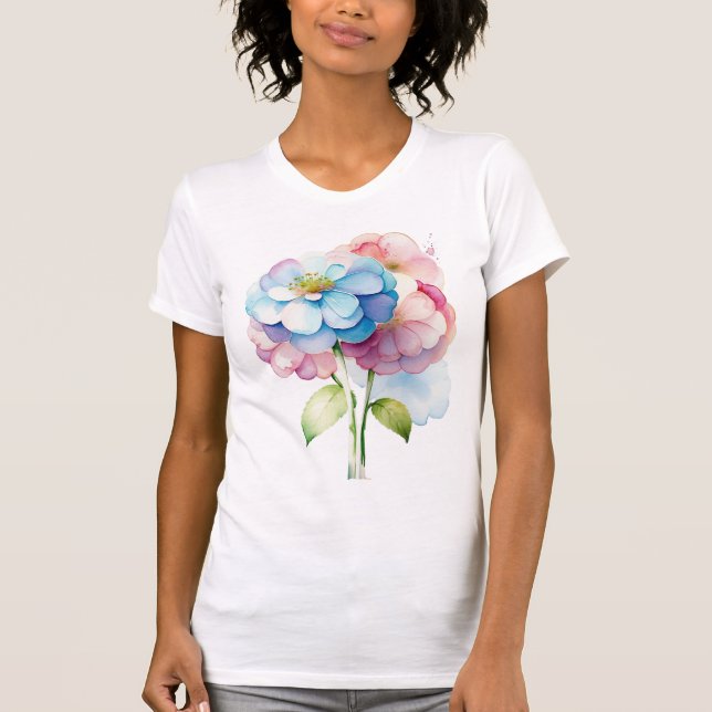 Hydrangea Flower in Watercolor style T-Shirt (Front)