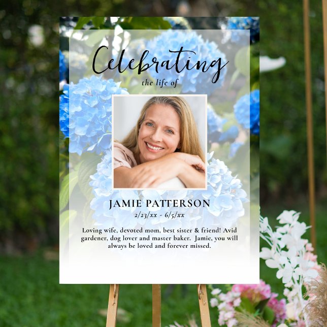 Hydrangea Flower Life Celebration Photo Funeral  Poster (Creator Uploaded)