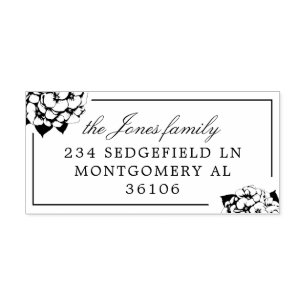 Hydrangea Flower Return Address Self-inking Stamp