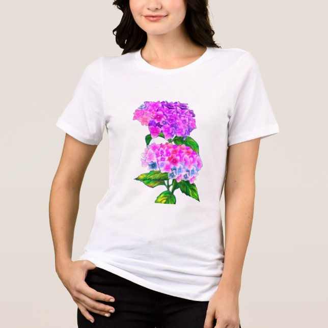 Hydrangea Flower Tri-Blend Shirt (Front)
