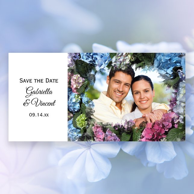 Hydrangea Flower Wedding Save the Date Photo Card (Creator Uploaded)