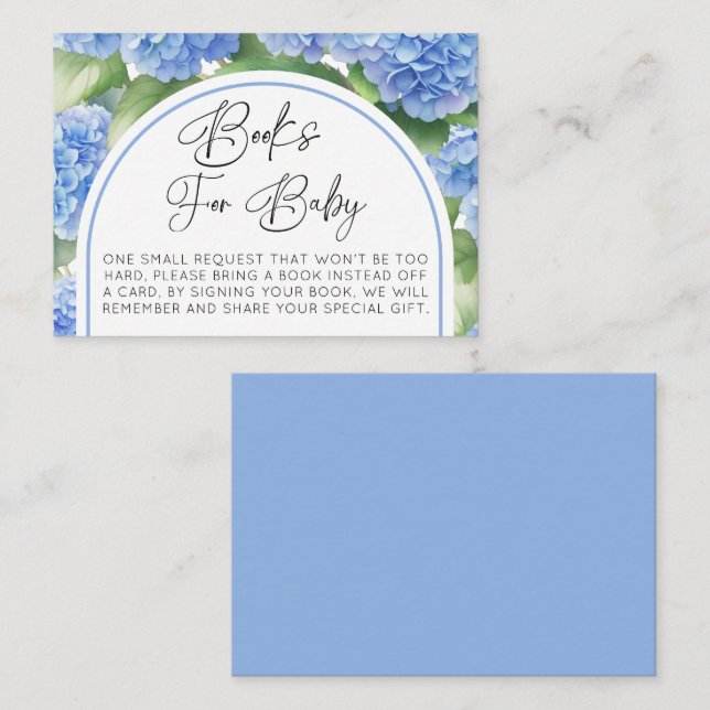 Hydrangea Flowers Baby Shower Books For Baby  Enclosure Card (Front/Back)