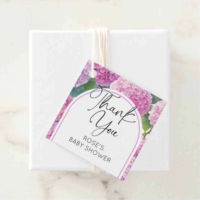 Hydrangea Flowers Baby Shower Favour Tags (In Situ)