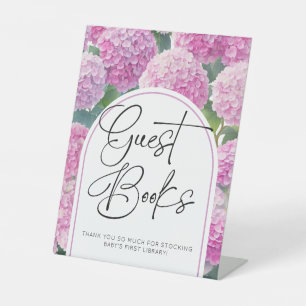 Hydrangea Flowers Baby Shower Guest Books Pedestal Sign