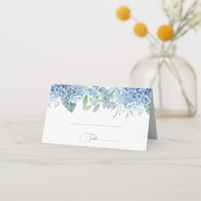 Hydrangea flowers Baptism Place Card (Front)