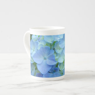 Hydrangea Flowers Blue Bone China Mug
