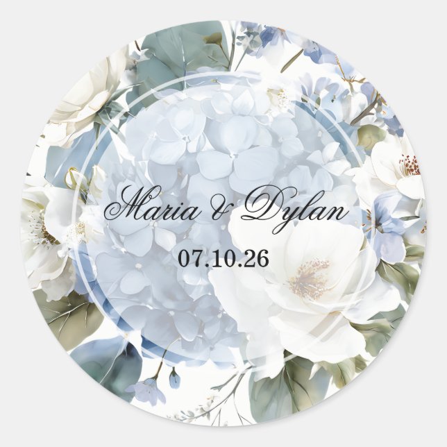 Hydrangea Flowers Classic Round Sticker (Front)