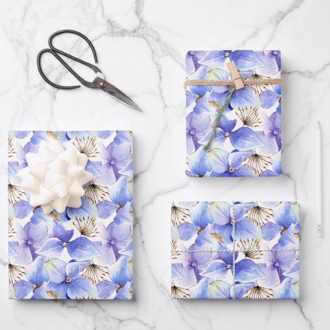 Hydrangea Flowers Close Up Wrapping Paper Sheet (Front)