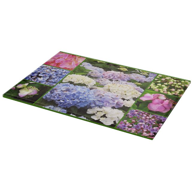 Hydrangea Flowers Collage-11x8 Cutting Board (Corner)