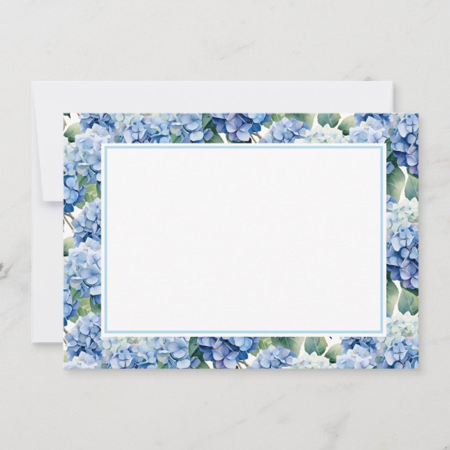 Hydrangea Flowers Flat Note Card  (Front)