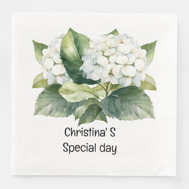  Hydrangea flowers flora florist lover watercolor Napkin (Front)