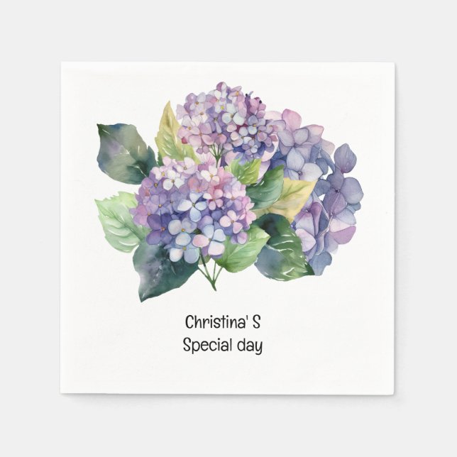  Hydrangea flowers flora florist lover watercolor Napkin (Front)