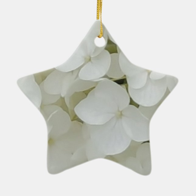 Hydrangea Flowers Floral White Elegant Blossom Ceramic Tree Decoration (Back)