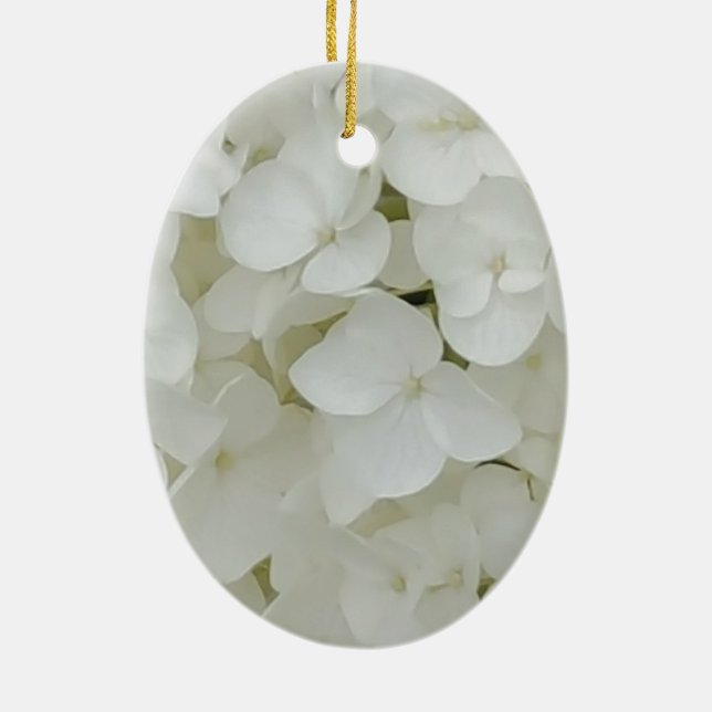 Hydrangea Flowers Floral White Elegant Blossom Ceramic Tree Decoration (Back)