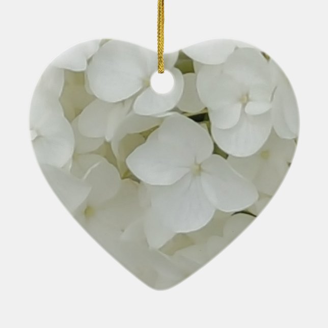 Hydrangea Flowers Floral White Elegant Blossom Ceramic Tree Decoration (Back)