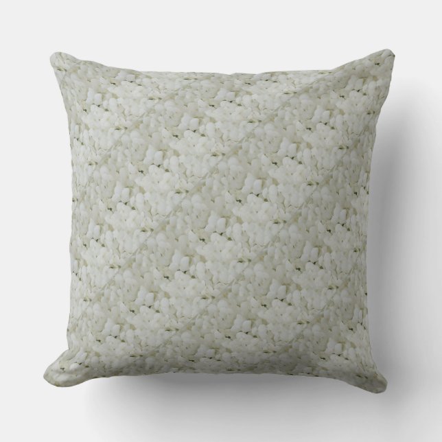 Hydrangea Flowers Floral White Elegant Blossom Cushion (Front)