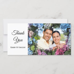 Hydrangea Flowers Frame Wedding Thank You Photo Card