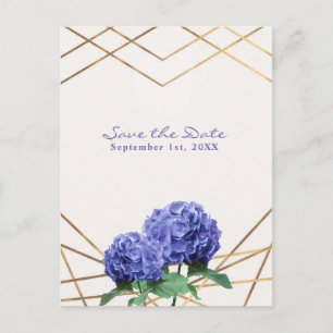 Hydrangea Flowers & Gold Elegant Save the Date Announcement Postcard