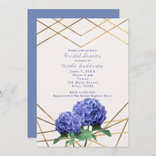 Hydrangea Flowers & Gold Lines Elegant Invitations
