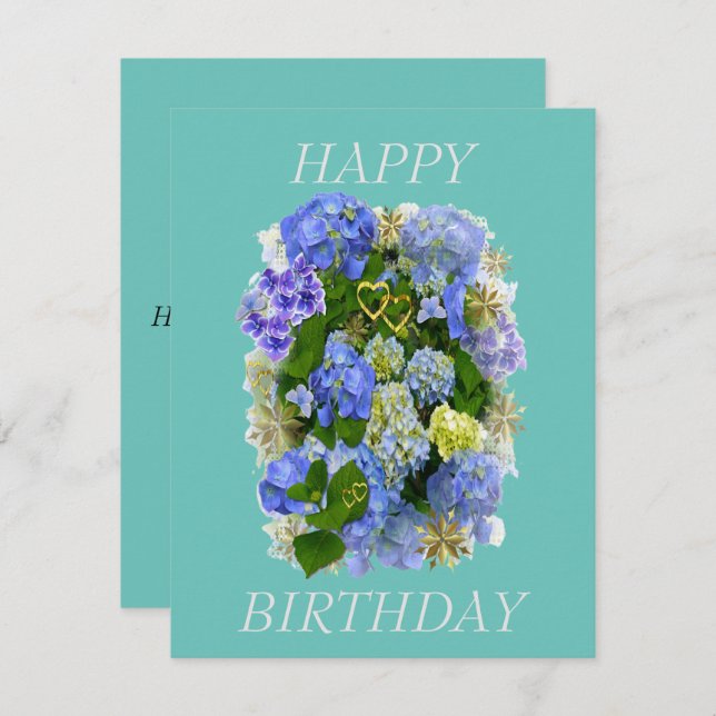 HYDRANGEA FLOWERS HAPPY BIRTHDAY  (Front/Back)