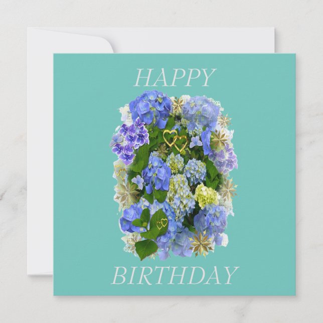 HYDRANGEA FLOWERS HAPPY BIRTHDAY  CARD (Front)