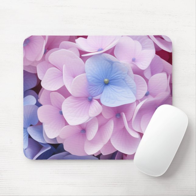 Hydrangea Flowers Seamless Pattern Mouse Mat (With Mouse)