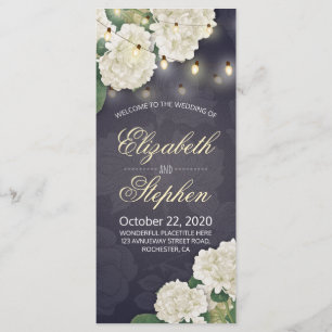Hydrangea Flowers String Lights Wedding Programs Programme