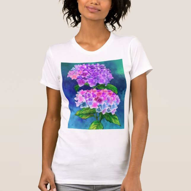 Hydrangea Flowers T-Shirt Drawing (Front)