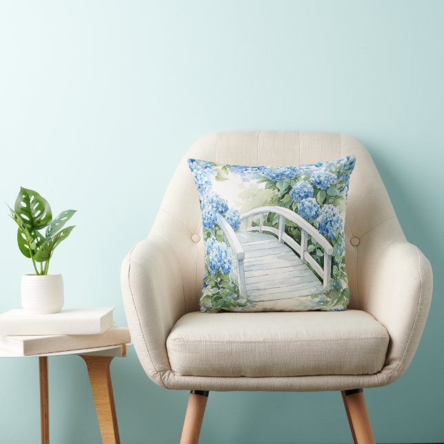  Hydrangea flowers  watercolor Cushion (Chair)
