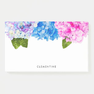 Hydrangea Flowers, Watercolor, personalised Post-it Notes