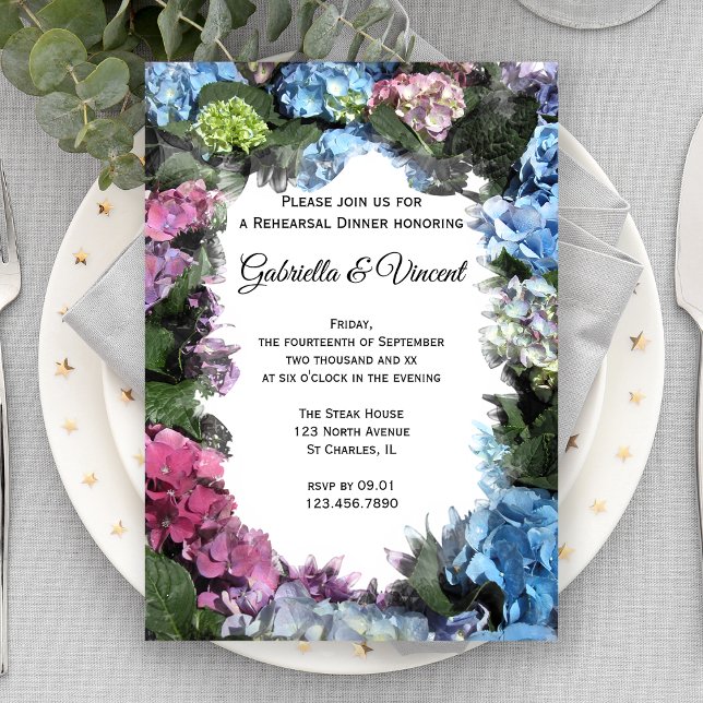 Hydrangea Flowers Wedding Rehearsal Dinner Invitation (Creator Uploaded)