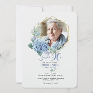 Hydrangea Frame Photo Birthday Invitation