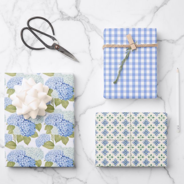 Hydrangea Garden Charm 3 Wrapping Paper Sheet (Front)