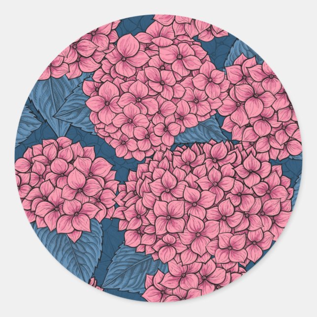 Hydrangea garden classic round sticker (Front)